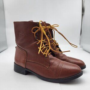 ON COURSE  Equestrian Brown Leather Cap Toe Ankle Riding Boots 7.5